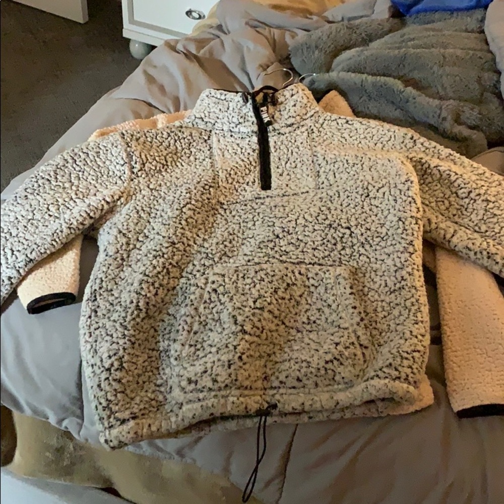Pink wool coat quarter zip